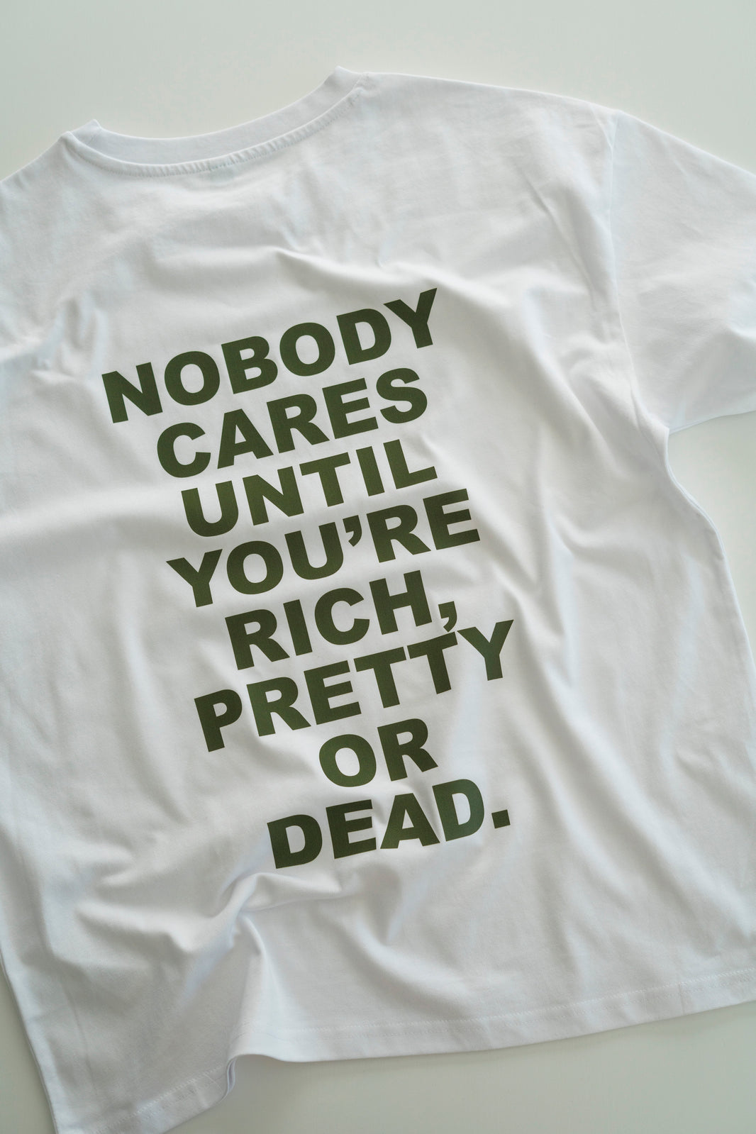 NOBODY CARES WHITE T-SHIRT