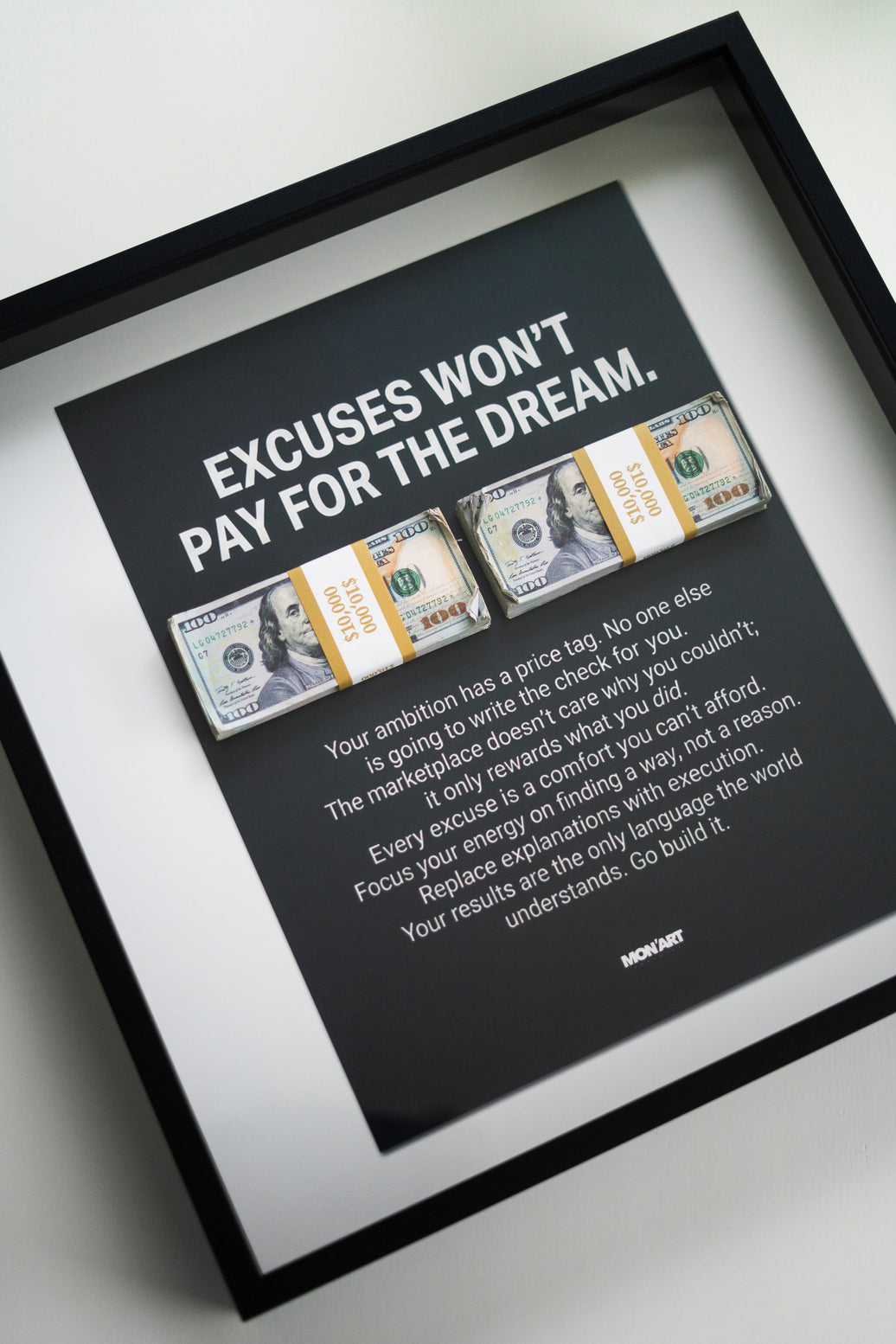 EXCUSES WON'T PAY FRAME BIG