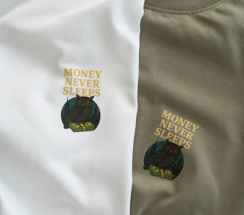 MONEY NEVER SLEEPS T-SHIRT