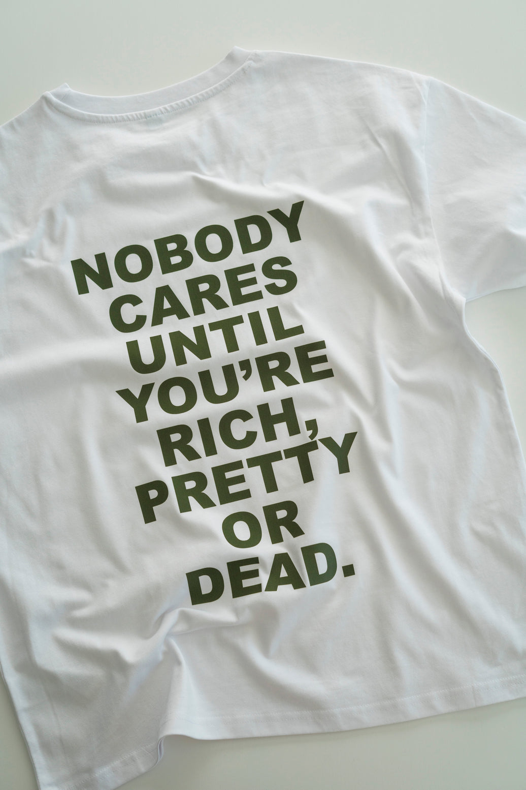 NOBODY CARES WHITE T-SHIRT